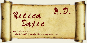 Milica Dajić vizit kartica